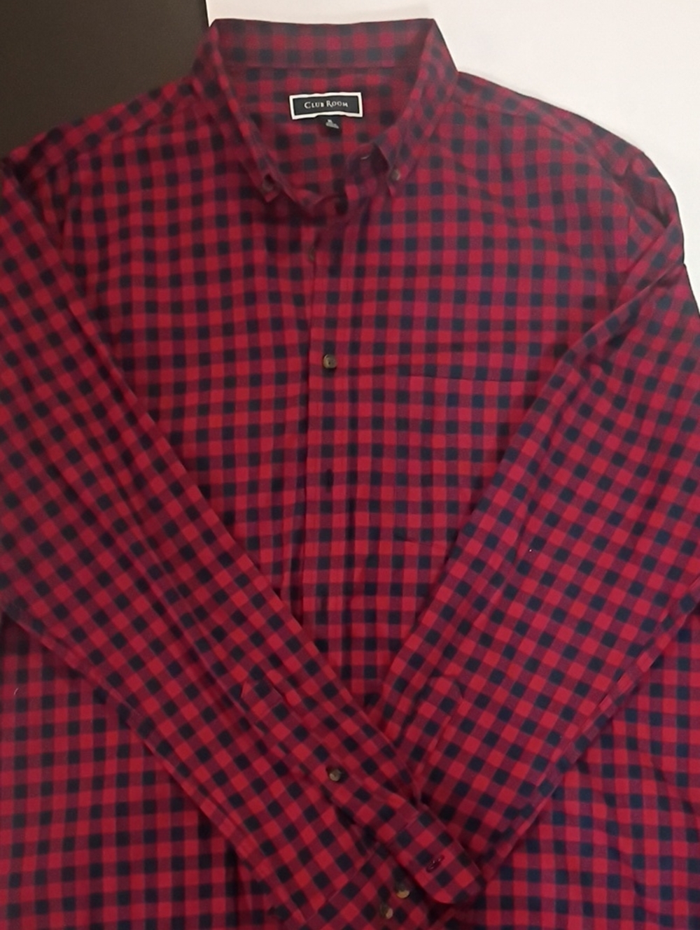 Club Room Red and Black Plaid Long-Sleeve Button-Down Shirt
